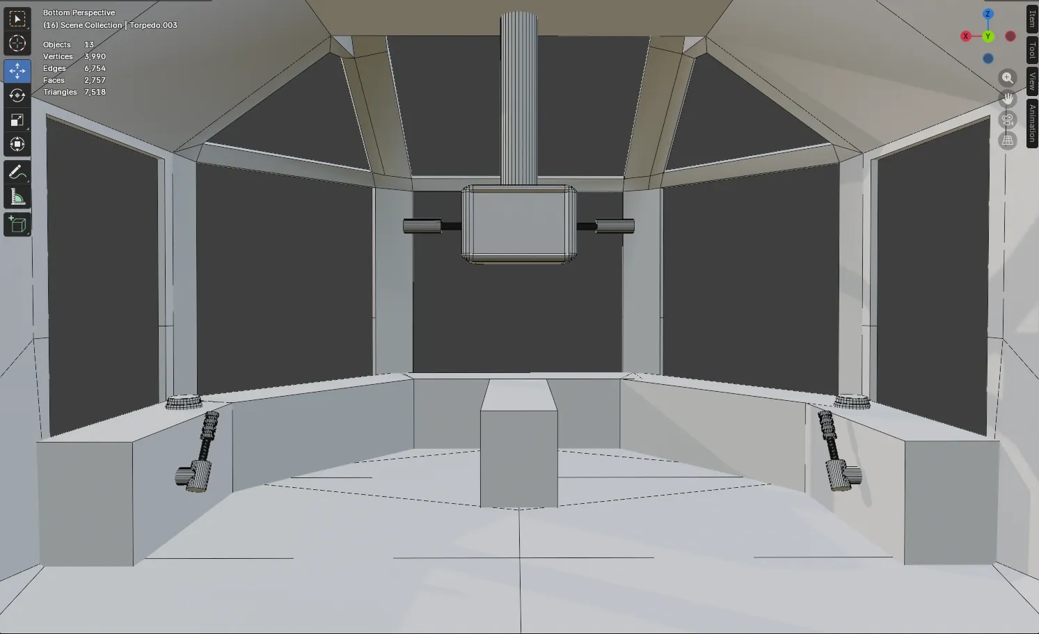 Early submersible cockpit model