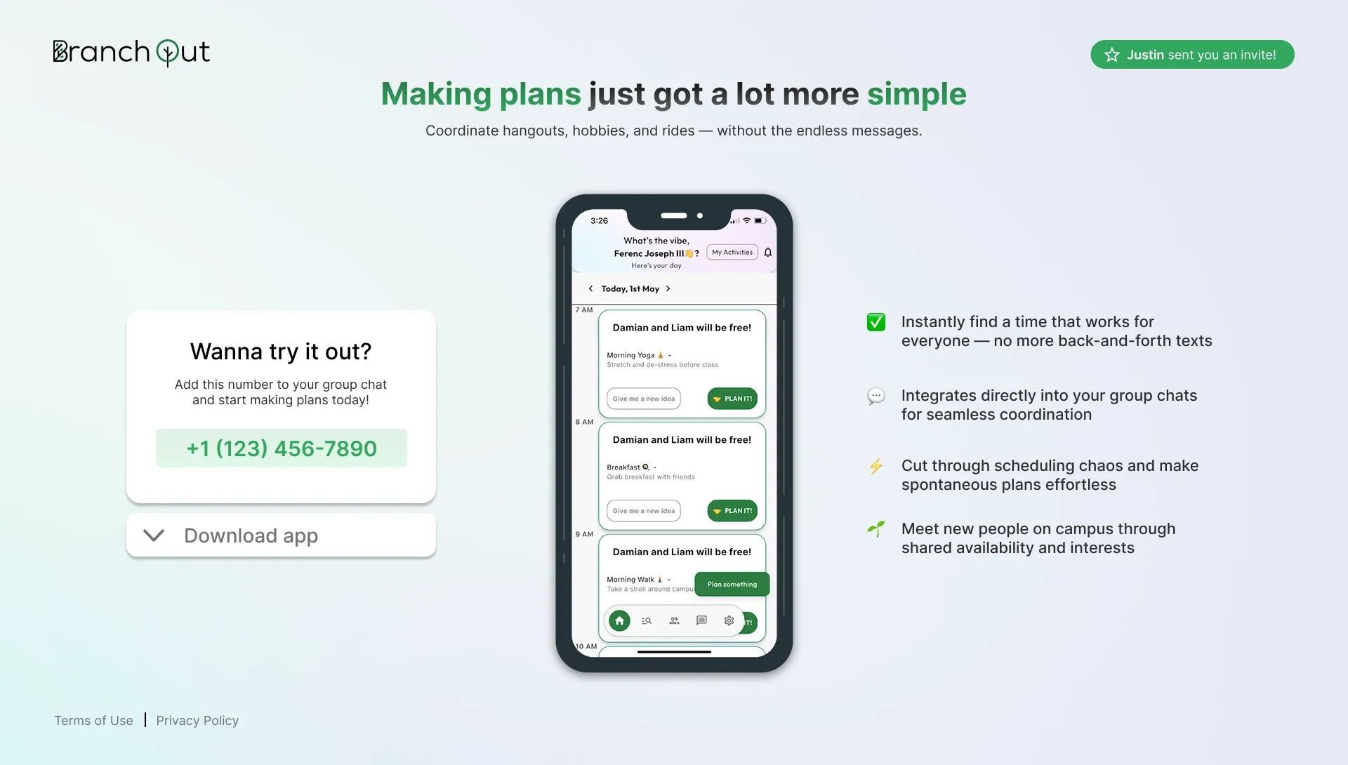 Branch landing page, second iteration