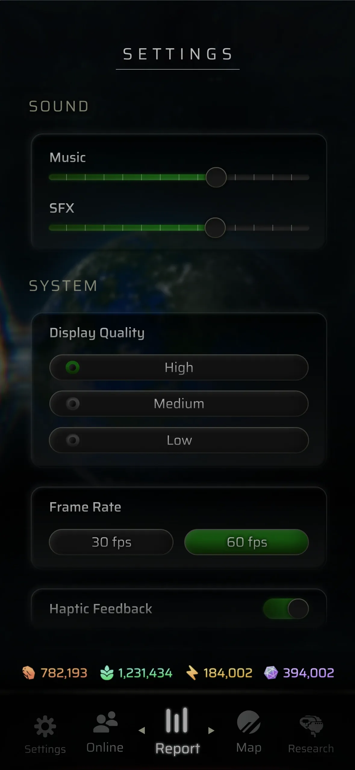 Report screen, variant