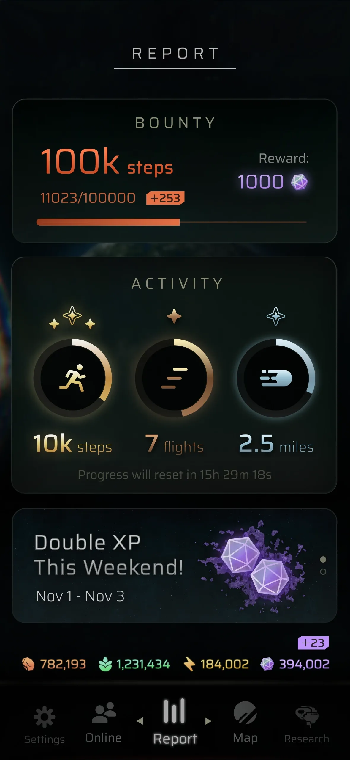 Report screen